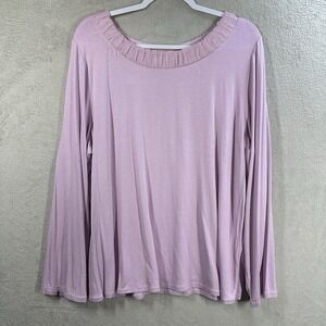 J Jill Rayon Stretch Tunic Plus Size 2X Pink Silk Trim Long Sleeve Lightweight